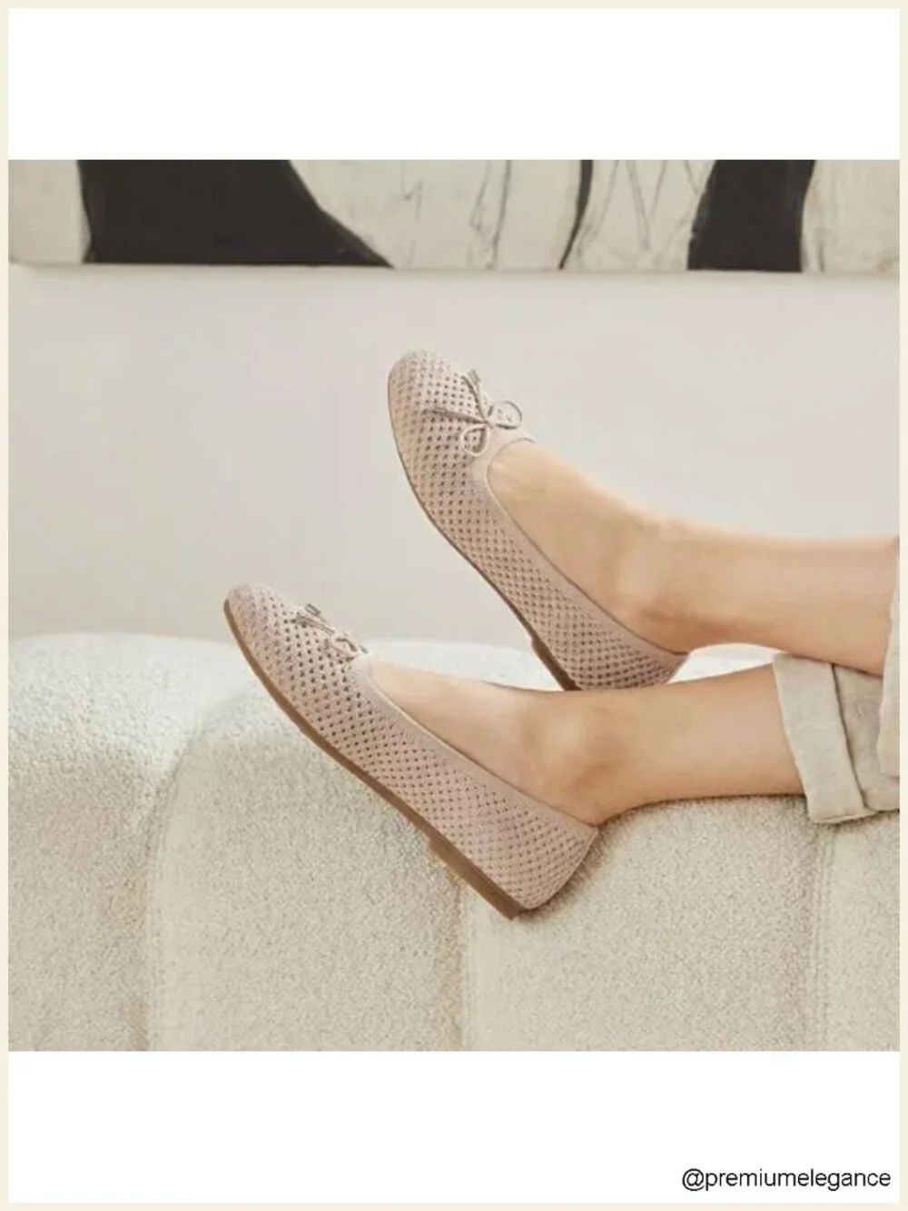 Women's Mesh Ballet Flats Round Toe Foldable Slip-On Knit Shoes with Bow